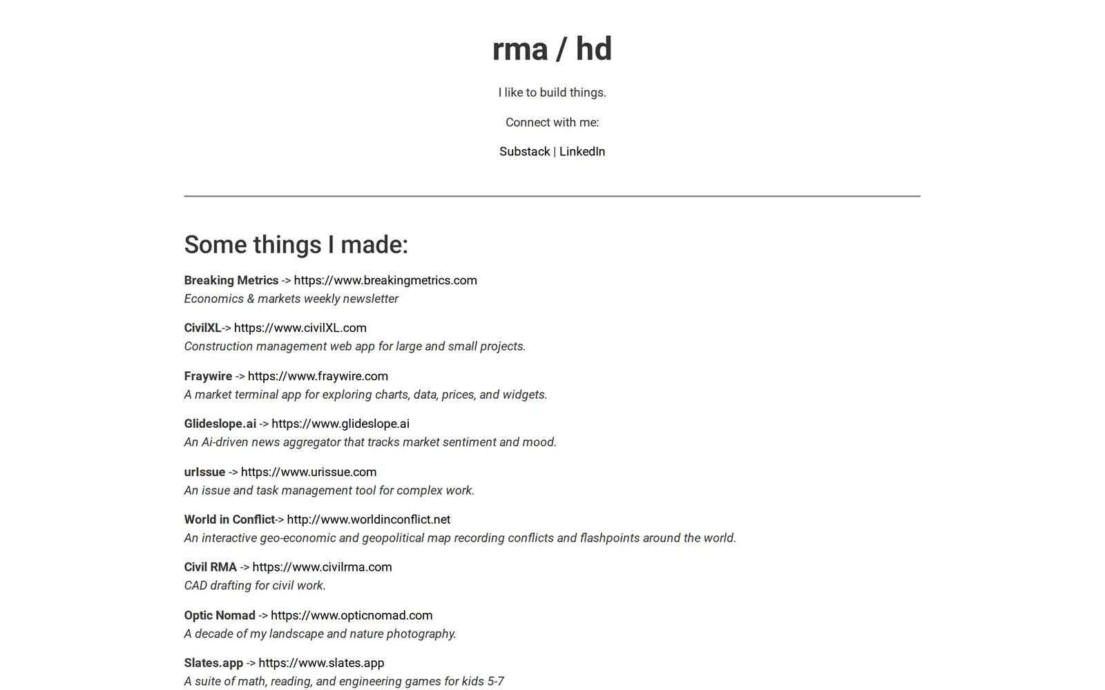 RMAHD personal site